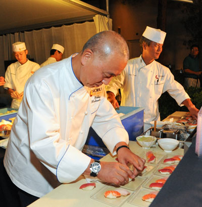 Chef Nobu Matsuhisa preparing sushi Photo Credit: © Patrick Gray / Erik Kabik Photography