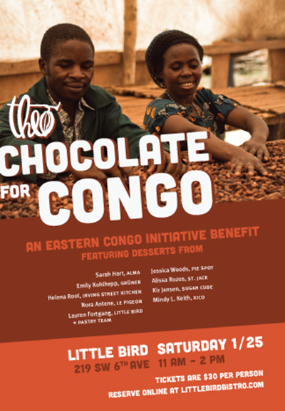 Little Bird Bistro To Host Portland's Top Pastry Chefs For Benefit Event: Chocolate For The Congo, Saturday 1/25