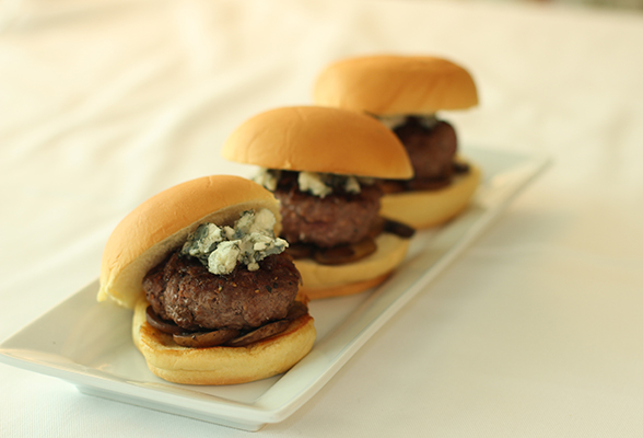 Société Roquefort Sliders with Mushroom and Onion / Société Roquefort and Prosciutto Flatbread with Caramelized Shallots