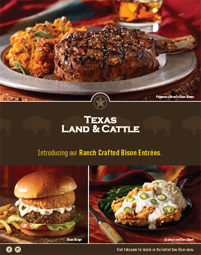 Texas Land & Cattle Introduces Ranch-Crafted Bison Specials for March