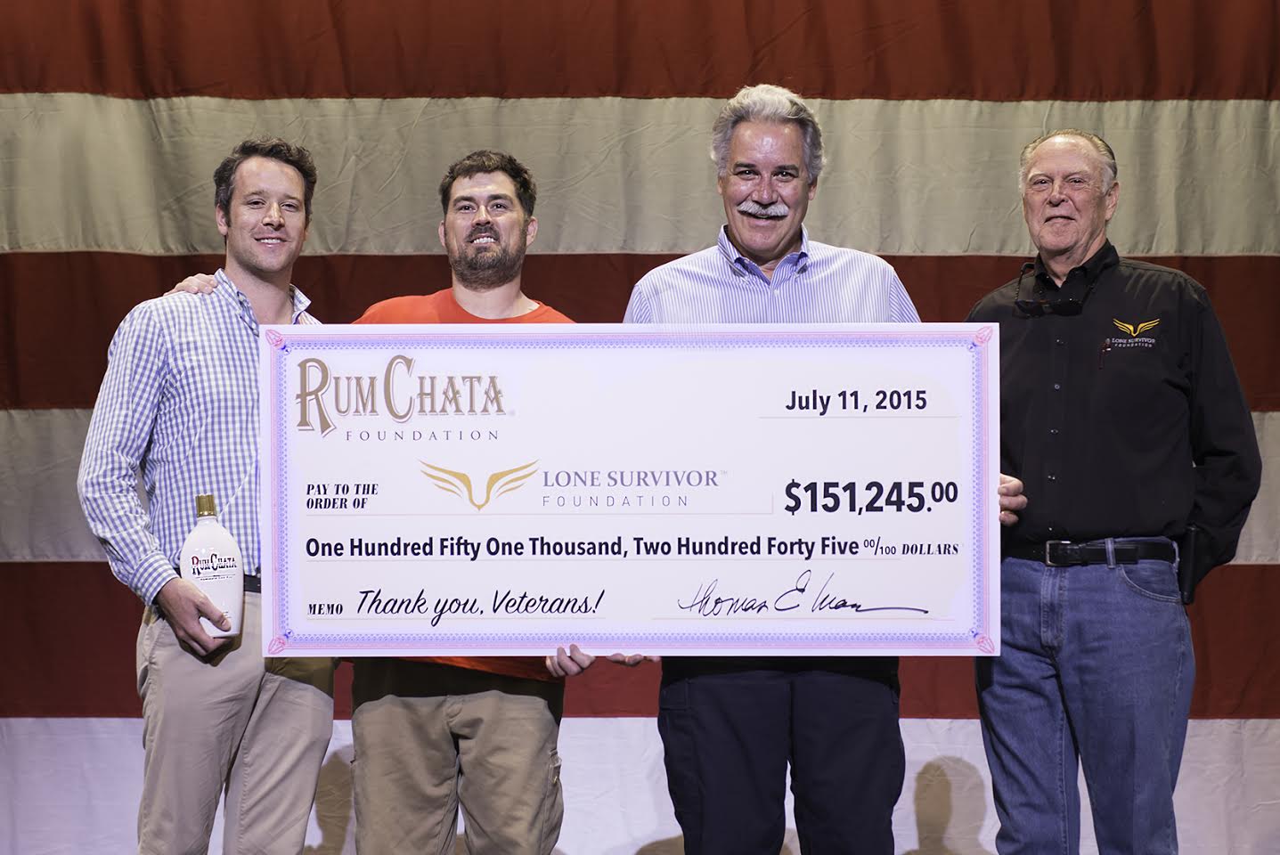 RumChata Freedom Bottle Program Check Presentation to Lone Survivor Foundation