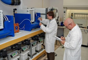 U.S. Water scientists testing new PhosZero in the R & D lab
