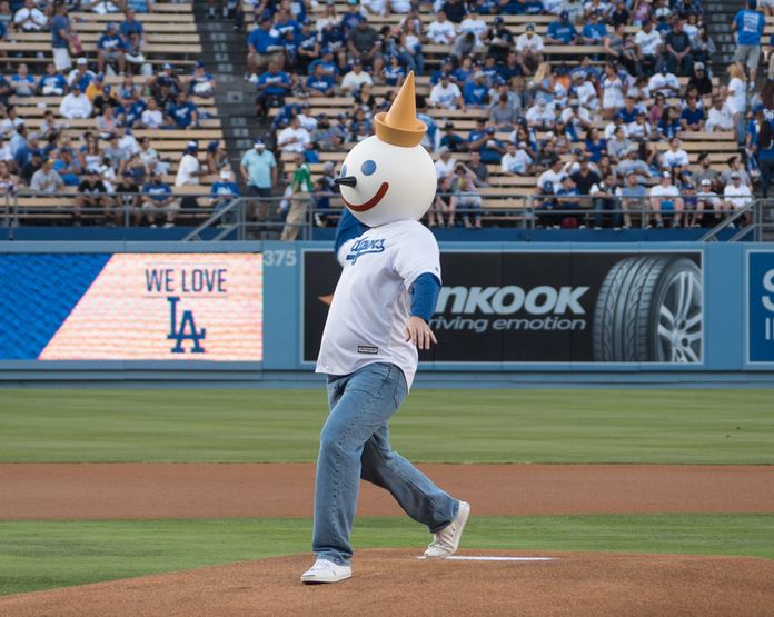 Jack throwing out the first pitch