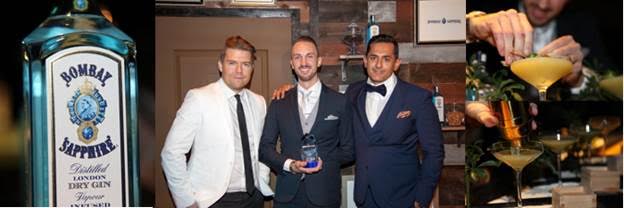 Bombay Sapphire North American Brand Ambassador Gary Hayward, MIB 2015 Winner, Austin’s Justin Lavenue and Bombay Sapphire Global Brand Ambassador, Raj Nagra.