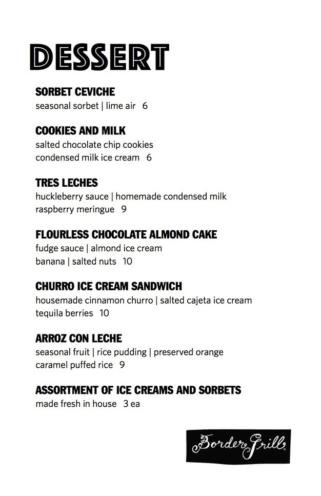 Border Grill Dessert Menu