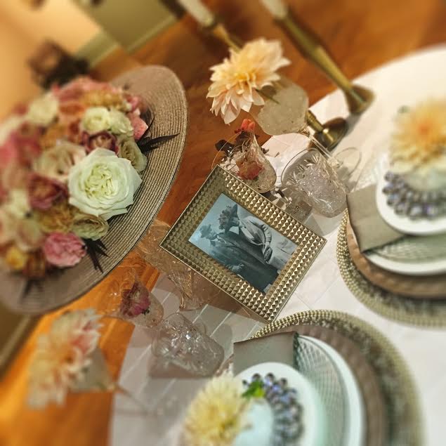 Elegant “Sweethearts’ Dinner” tablescape features modern and vintage Libbey glassware