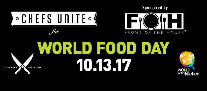 CHEFS TO UNITE FOR WORLD FOOD DAY ON OCTOBER 13, 2017