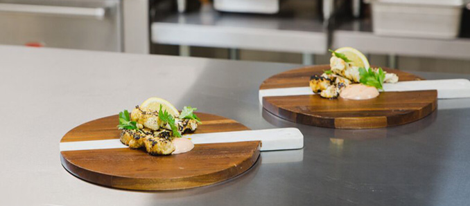 Smokehouse Maple Grilled Cauliflower Steaks with Paprika Cream (Appetizer)