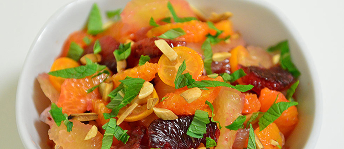 Citrus Salad with Lemon Grass Toasted Almonds and Mint