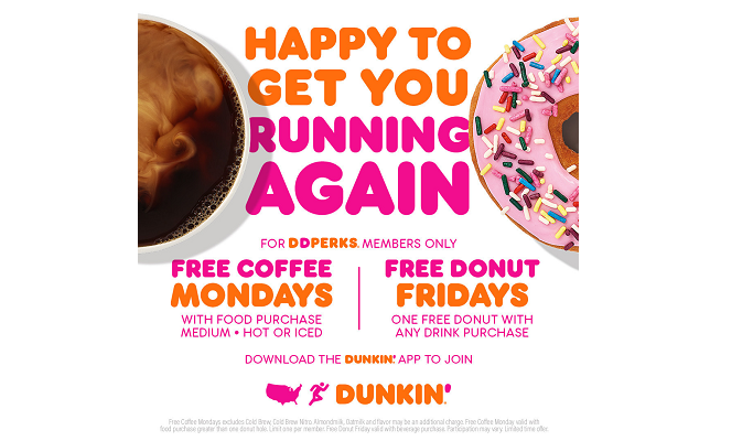 Doubling Down to Perk Up Your Week: Dunkin' Introduces Free Coffee Mondays and Brings Back Free Donut Fridays for DD Perks® Members