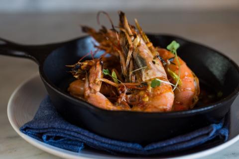 Grilled Gulf Shrimp with Heirloom Tomatoes Salad by Chef Nina Compton