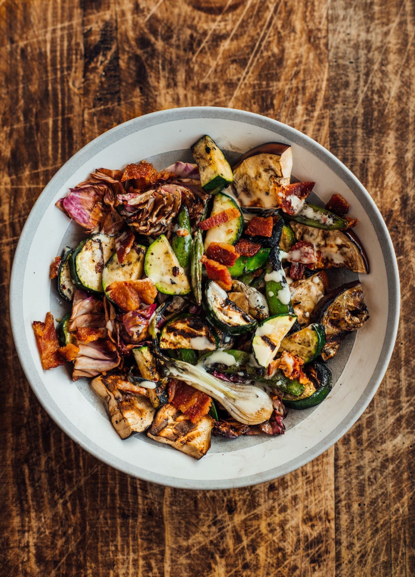 GRILLED GARDEN VEGETABLES WITH BACON VINAIGRETTE by Chef Isaac Toups