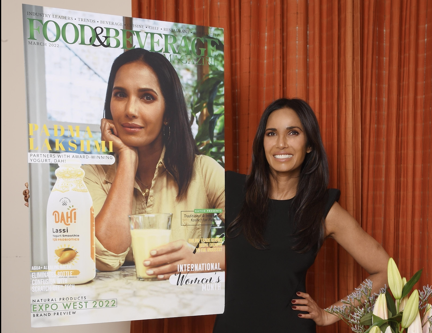 Padma Lakshmi Celebrates her March 2022 Cover of Food & Beverage Magazine and DAH! yogurt partnership at a private event in New York City