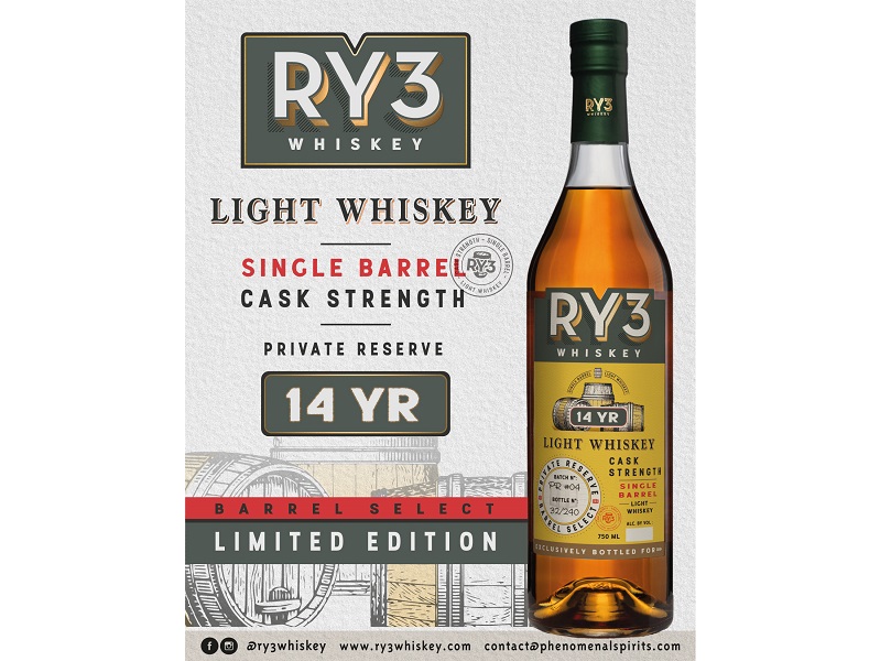 PHENOMENAL SPIRITS DEBUTS RY3 14 YR. CASK STRENGTH SINGLE BARREL LIGHT WHISKEY