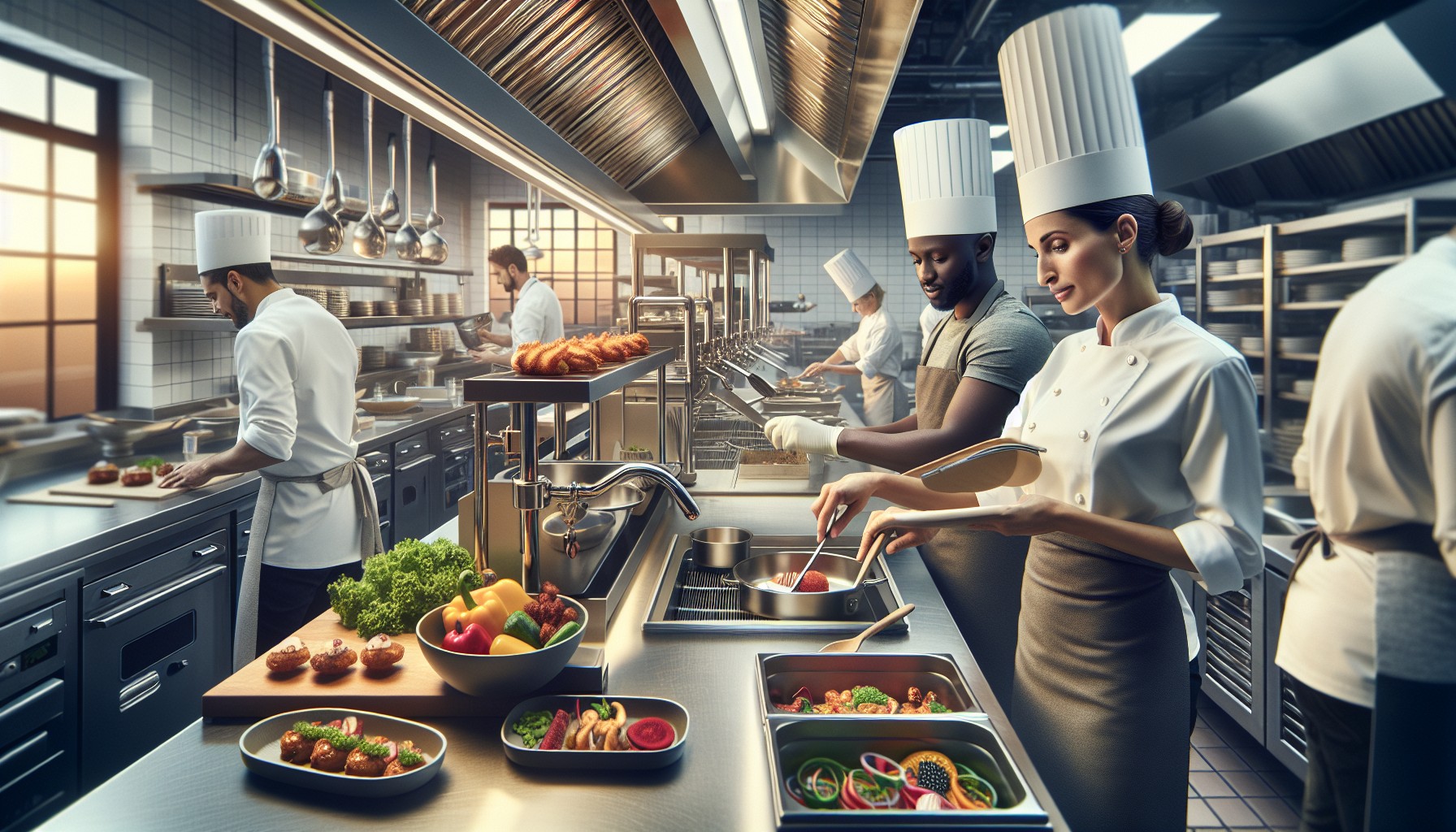 Modern kitchen with innovative cooking technology.