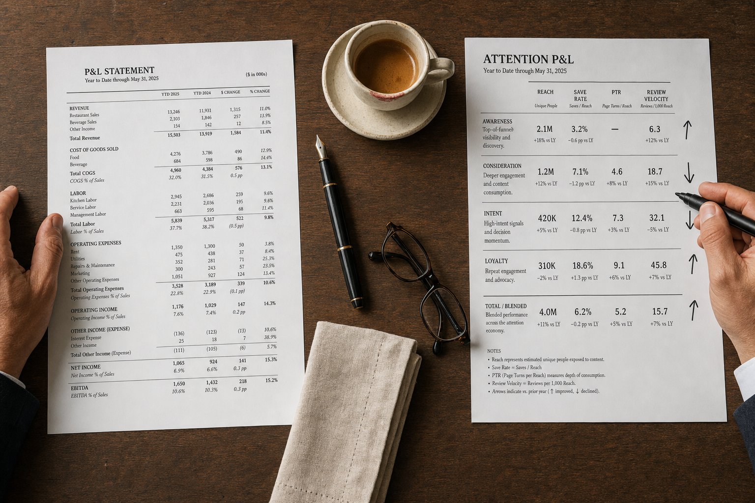 The Attention P&L: Measuring What Actually Predicts Next Quarter — The Attention Economy for Restaurants